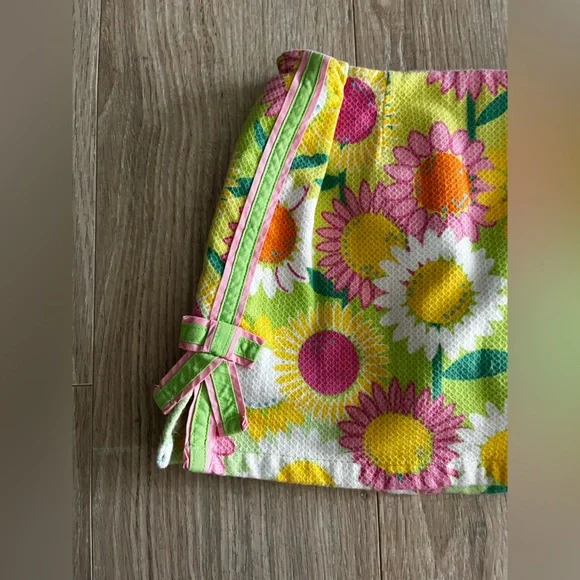 Vintage White Label Lilly Pulitzer Girls Pink Yellow Blue Floral Skort - Size 4 - Picture 2 of 6